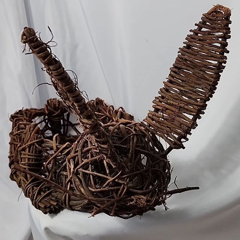 Vtg Bunny Bent Twig Basket Easter Basket Planter Centerpiece